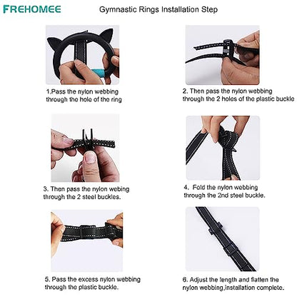 Professional Gymnastic Rings,Both for Adults and Kids,Support 440lb,Home Fitness Equipment,Indoor and Outdoor Pull-up Bar for Stretching and Height Increase (Reddark-1.5m)