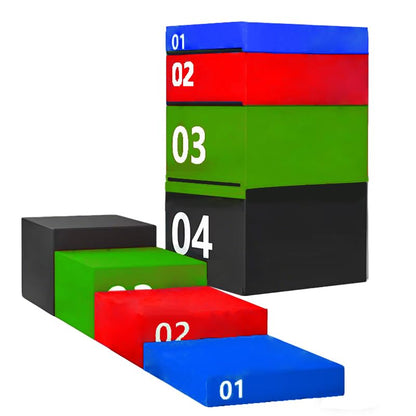 4 in 1 Foam Plyometric Box, Adjustable Height Soft Foam Jump Box Set, Non-Slip, Durable, Easy-to-Clean Soft training box, Suitable for Gyms, Home, Jumping, etc.(Size:01+02+03+04（90*55*140cm）) - size: 01+02+03+04（90*55*140cm）