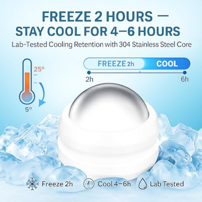 Flyfan Cold Massage Roller Ball - Gifts for Boyfriend Him Men Women, Stays Cold for 6 Hours, Muscle Recovery Tools,Personal Care Massage Essentials,Rapidly Relieve Muscle Pain and Tension - color: White
