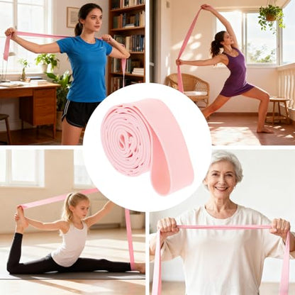 Stretching Strap with 10 Loops, 4cm Wide Food Grade Silicone Yoga Strap for Physical Therapy, Pilates & Flexibility Training, Non-Slip Full Body Stretch Band for Home Gym