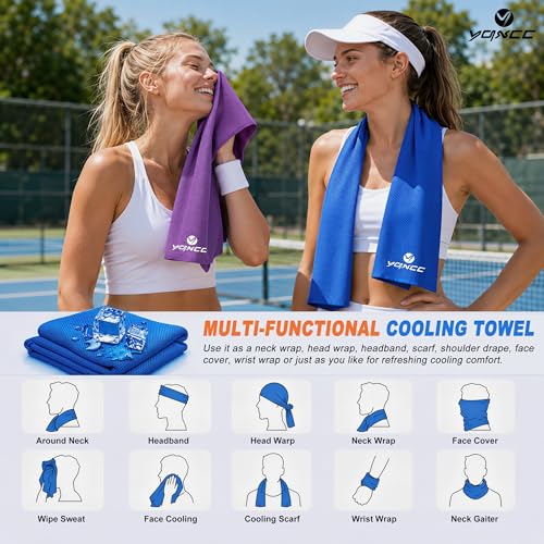 4 Pack Cooling Towels, Instant Cooling Neck Wraps, Ice Towel | 40" x 12" Soft Breathable Microfiber Chilly Towel for Face & Neck, Ideal for Gym, Yoga, Golf, Running, Camping & Hot Weather - color: 2 Purple, 2 Dark Gray
