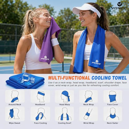 4 Pack Cooling Towels, Instant Cooling Neck Wraps, Ice Towel | 40" x 12" Soft Breathable Microfiber Chilly Towel for Face & Neck, Ideal for Gym, Yoga, Golf, Running, Camping & Hot Weather - color: Dark Blue, Light Blue, Light Gray, Purple