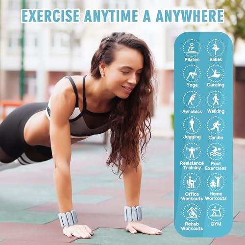 Wrist Weights, 2Pack Wearable Wrist Ankle Weights for Women and Men, Adjustable Silicone Arm and Leg Wrist Bracelets for Walking, Yoga, Pilates and Gym, 2lb - color: Grey