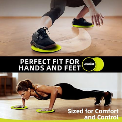 ZILLEEN Exercise Sliders for Working Out Fitness Discs for Pilates Women Men, 2 Pack - color: Yellow