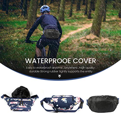 CXWMZY Fanny Packs For Women & Men Waist Pack Hip Bum Bag with Multi-Pockets Large Capacity Waterproof Casual Bum Bag for Disney Traveling Casual Cycling Running Hiking - color: Blue_Flower