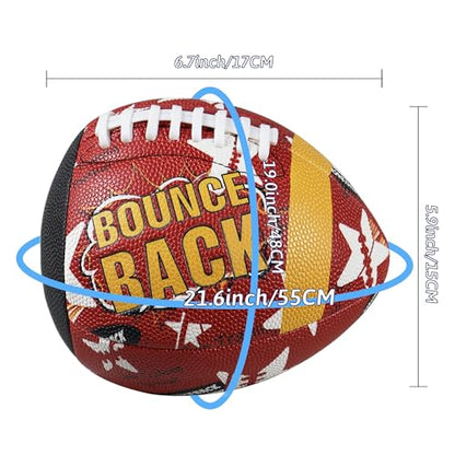 BOUNCEBACK Soft Leather Training Football, Youth Size & Official Size, Fatherless PU PassCatch Solo Enhancing Passing Catching(with Pump) - style: Starry Brown-Size 7