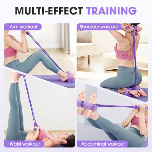 Pedal Resistance Bands with Handles, Multifunction Tension Rope for Full Body Workout, Yoga, Stretching, Arm Leg Waist Exercise, Portable Elastic Band