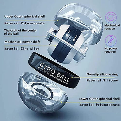 Auto-Start Wrist Power Gyro Ball with LED Lights, Wrist Strengthener and Forearm Exerciser for Stronger Arm Fingers and Muscle - color: Colourful Light-Transparent