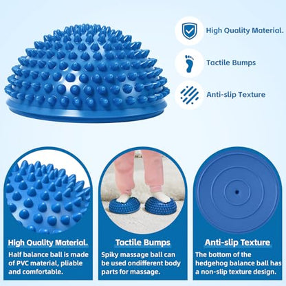 Wobble Cushion Set for Sensory Kids and Balance Training - Disc Plus 4 Pods, Board With Pump, Inflatable Stepping Pads for Adults