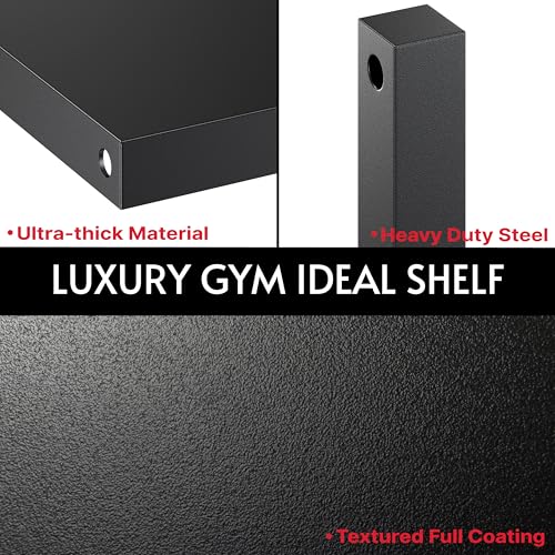 Home Gym Storage Shelf Stand Only, Adjustable Weight Rack for Dumbbells Plus Extra Upper Drawer, for Weight, Mat and Workout Equipment, Large Capacity Gym Organizer with 4-Tier, Easy-assembly