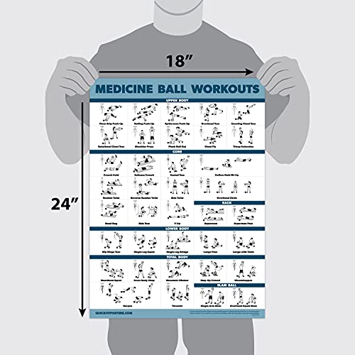 Palace Learning Medicine Ball Workout Poster - Exercise Routine for Medicine & Slam Ball [LIGHT] (LAMINATED, 18” x 24”)