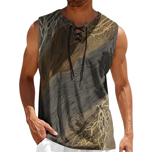 domirica Mens Summer Casual Sleeveless Shirts Plus Size Oversized Trendy Lightweight Pull On Tank Top - color: Earth, size: Small