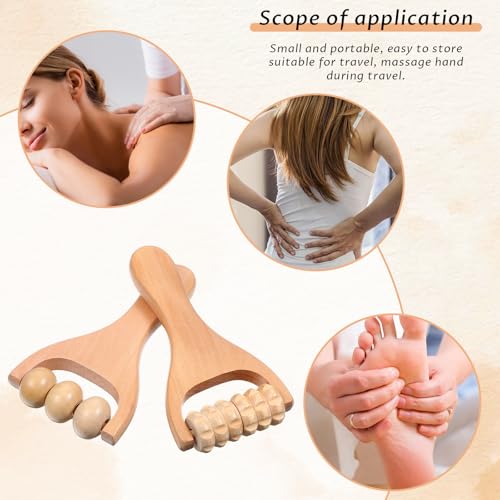 Telooco 2Pcs Wooden Massage Roller, Handheld Wood Massage Tools