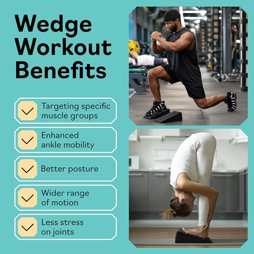 Squat Wedge Block Set of 3/5 - 960 LBS Capacity - Slant Board for Calf Stretching with 5 Stackable Angles - Calf Stretcher Slant Board - Workout Equipment - EPP Material for Exercise Equipment & Physical Therapy - color: Classic&Black