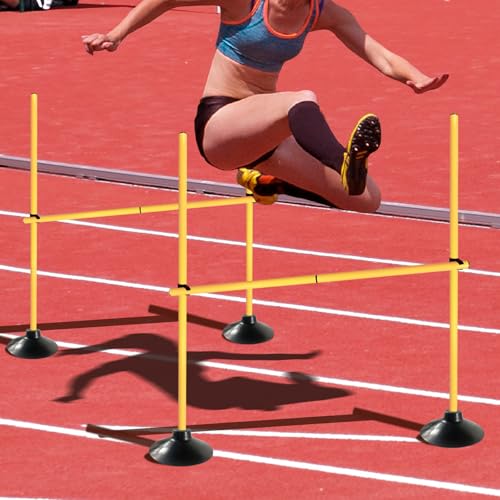 TNZMART 4.9 FT Adjustable Agility Hurdles Poles for Soccer Football Speed Training Equipment Track and Field - style: 6 groups
