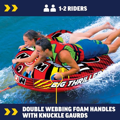 Wow Sports Thriller Towable Deck Tube for Boating Adults, Tubing Boat Inflatable for Water Sports - size: 2 person