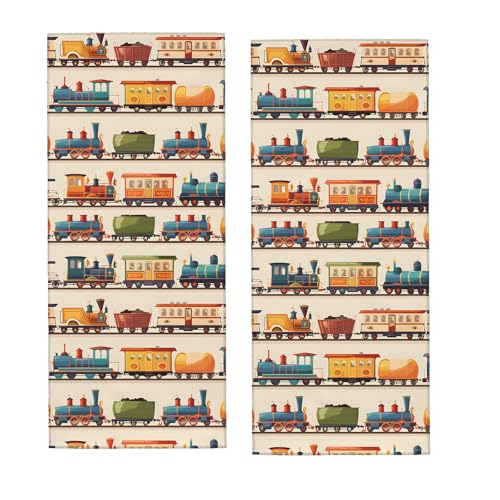 Vintage Train Hand Towel for Bathroom 2 Pack,Soft Microfiber Face Towels for Bath,Kitchen,Spa,and Gym,Decorative Absorbent Polyester Towels,Perfect for Home or Hotel Decor 14.5x28in - color: Train17