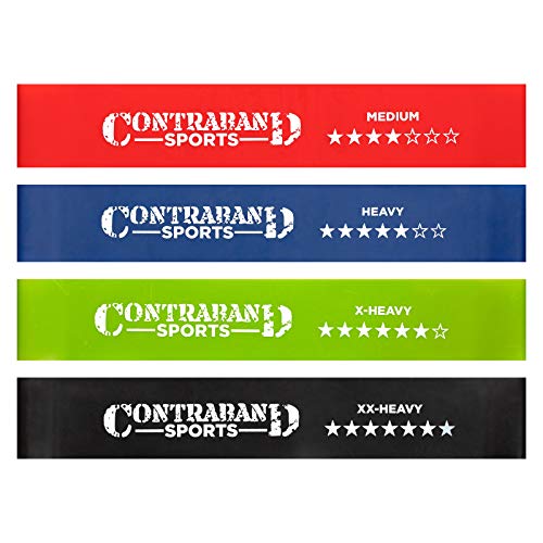 Contraband Sports 7439 Elastic Loop Resistance Band Set - Exercise Latex Workout Hip Bands for Glutes Booty & Legs - Perfect for Home Workout Gym or Travel