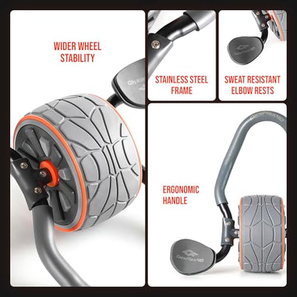 CoreFlex4D Ab Roller Wheel with Elbow Support, 4D Multi-Directional Core Trainer for Abs, Obliques & Stability, Heavy Duty Ab Workout Equipment for Home Gym, Strength Training & Full Body Fitness