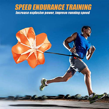 Running Parachute for Speed Training, 56 inch Resistance Parachute for Athletes, Sprinting & Football Training Equipment with Adjustable Waist Belt, Drag Chute to Improve Velocity & Explosive Power