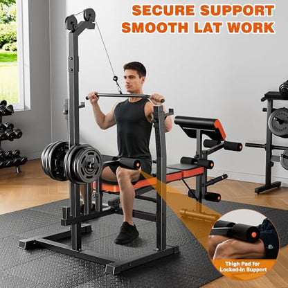 XDDIAS Weight Bench Set, 9 in 1 Olympic Weight Bench with LAT Pulldown and Rowing, 900LBS Bench Press Set with Leg Extension and Preacher Pad, Flat Incline Bench for Weight Lifting Full-Body Workout - color: Bench+160LBS plates