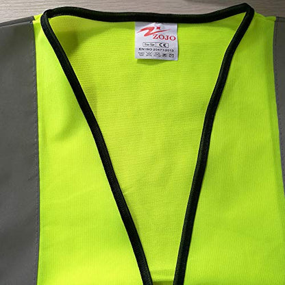 zojo High Visibility Reflective Safety Vest Bulk 10 Pack - color: Neon Yellow