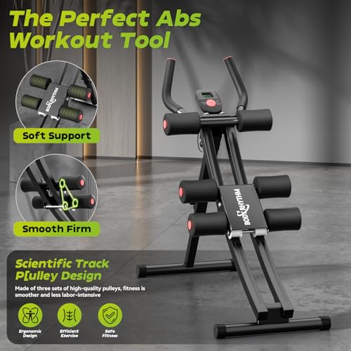 BODY RHYTHM Dual-Track Ab Machine with 4 Adjustable Heights, Foldable Core & Abdominal Exercise Machine, Total AB Workout Equipment for Home Gym, Ab Women Exercise Fitnes Trainer.