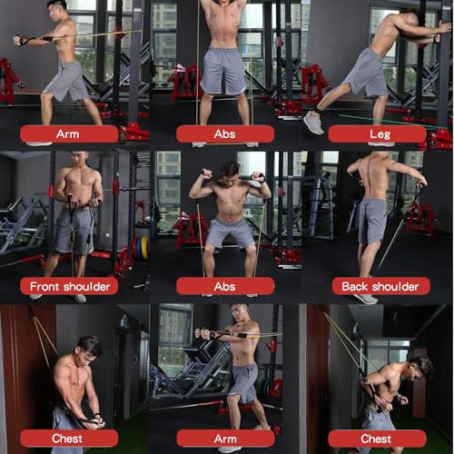 WHATAFIT Resistance Bands with Handles, 5-Level Exercise Bands for Workout - color: 10-150LB colorful with baseball