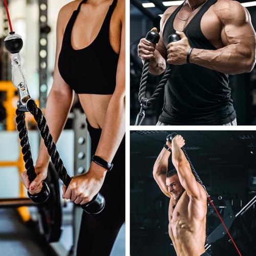 LFJ LAT Pull Down and Lift Weight Pulley System Cable Machine Pulley Attachment for Triceps Pull Down, Biceps Curl, Back, Forearm, Shoulder Home Gym Equipment - style: Red set with aluminum alloy pulley