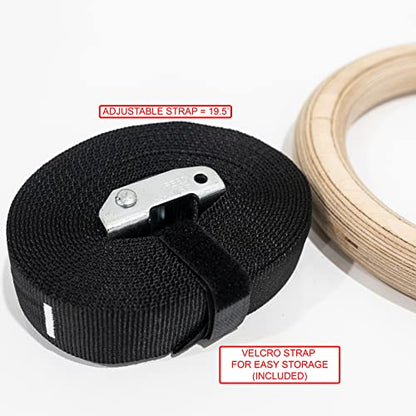 Valor Fitness Wood and Plastic Gymnastics Exercise Rings with Adjustable Straps – Promotes Muscular Physique and Improves Performance in Cross Training and Strength Training - color: Wooden Gymnastics Rings