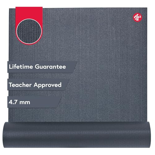 Manduka PROlite Yoga Mat 4.7mm | Lifetime Durability | Hygienic Construction | Teacher Approved - color: Thunder, size: 79" x 24"
