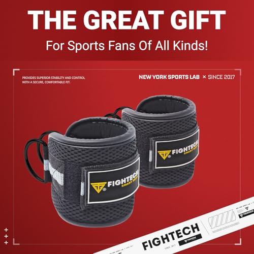 FIGHTECH Ankle Straps Cable Machine Attachment for Gym - Cable Kickback Ankle Straps - Padded Ankle Cuffs for Glute Kickbacks and Leg Workouts - color: Classic Black
