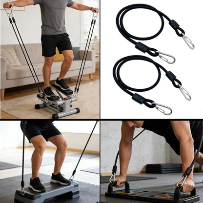 6 PCS Stepper Resistance Bands 30 inch Multi-Functional Pulling Rope Fitness Resistance Belt Double Headed Metal Buckle,Suitable for Fitness Rally Training.-Black