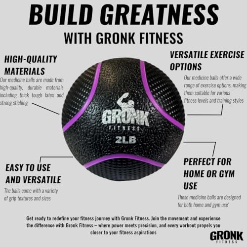 Gronk Fitness Premium Medicine Ball | Non-Slip Weighted Medicine Ball | Great Wall Ball for Full Body Workouts | Perfect for Strength & Conditioning Exercises