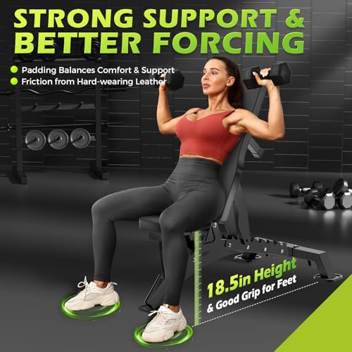 BODYRHYTHM Commercial-grade Weighted Bench, 1300LBS Weight Capacity Strength Training Bench, Heavy-duty Adjustable Workout Bench for Garage and Home Gym Workouts, Weight Lifting, and Bench Press. - color: Black