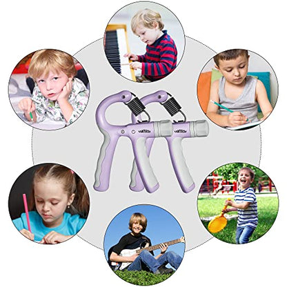 Hand Grip Strengthener for Kids and Youth, Adjustable Resistance Hand Gripper 11-45Lbs, Hand Grips for Strength Training, Stress Relief Grip - color: Purple-2 pack