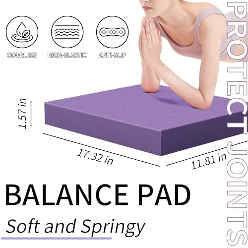 Balance Pad, High-Density TPE Foam Balance Pad Non-Slip Water-Resistant Lightweight Portable for Yoga, Stability Training, Balance Exercises, Hip Thrusts, Home & Gym Fitness