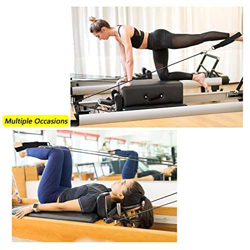 2Pcs Pilates Double Loop Straps Feet Fitness Equipment Straps Double Padded Pilates D-Ring Loops Yoga Double Loop Straps Handle Straps Pilates Reformer Accessories for Home Gym Workout