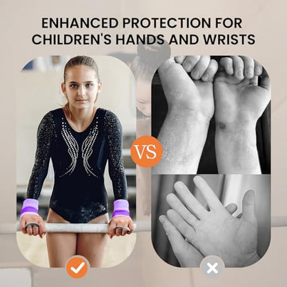 Amrta Gymnastics Grips with Wristbands for Girls 2 Pair - color: Purple-Pink, size: X-Small