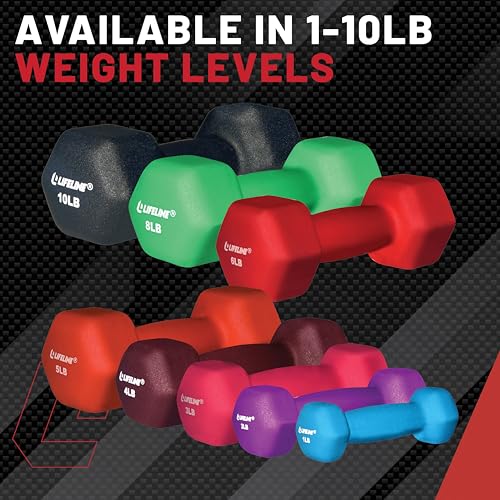 Lifeline Fitness Neoprene Dumbbell Weights - Premium Quality Equipment for Home Gym - Multiple Weight Options - style: 10 LB