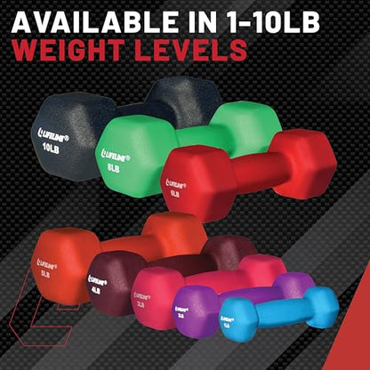 Lifeline Fitness Neoprene Dumbbell Weights - Premium Quality Equipment for Home Gym - Multiple Weight Options - style: 10 LB