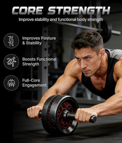 Ab Roller Wheel for Abs Workout, Exercise Wheels with Thick Knee Pad, No Noise Ab Wheel Roller for Core Workout, Abdominal Exercise, Rueda Para Abdominales, Home Gym Fitness Equipment for Men Women