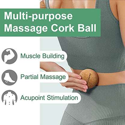 Cork Ball Lacrosse Ball, Deep Tissue Muscle Tension Therapy Ball for Trigger Point Therapy, Muscle Soreness, Yoga Therapy, 2.4 Inch - size: 2 balls (2.4'') (No Bag)