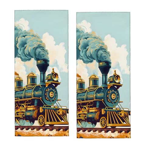Vintage Steam Train Hand Towel for Bathroom 2 Pack,Soft Microfiber Face Towels for Bath,Kitchen,Spa,and Gym,Decorative Absorbent Polyester Towels,Perfect for Home or Hotel Decor 14.5x28in - color: Train16