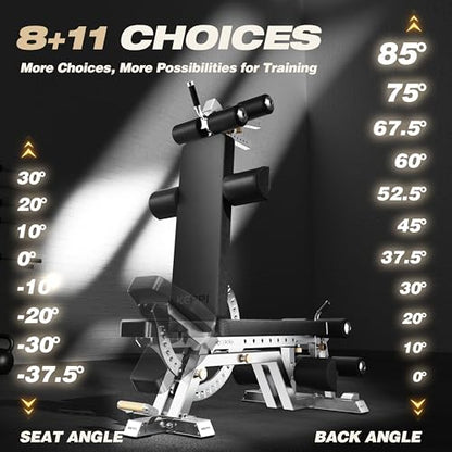 Keppi Fitness Bench6000 Weight Bench, Commercial Grade FID Workout Bench - color: Stainless