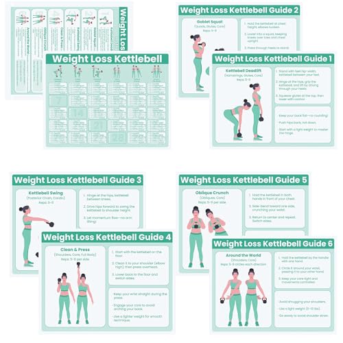 30-Day Kettlebell Workout Plan for Weight Loss – Printed Full Body Training Program, 8.5"x11" Exercise Charts, Strength & Conditioning Home Gym Routine, 6 Exercise Guides + Workout Schedule
