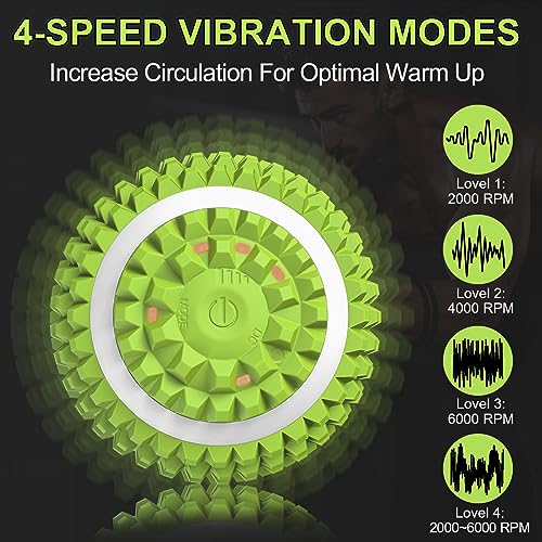 Vibrating Ball Massager, Vibration Massage Ball for Physical Therapy, Mobility Ball for Workout Recovery, Deep Tissue Massager for Pain Relief and Trigger Point Treatment (Green)