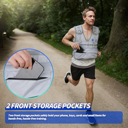 Adjustable Washable Weighted Vest for Women Men, Flexible Cushioning & 4-Layer Breathable Fabric, V-Neck for Walking, Running & Strength Training