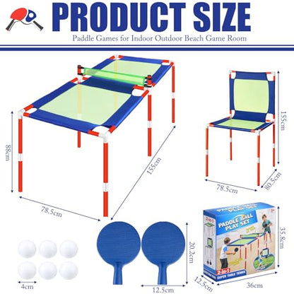 Portable Trampoline Table Tennis Game Set 57 x 30 x 30 Inches Foldable Tennis Table Set Includes 2 Paddles 6 Balls Paddle Games for Indoor Outdoor Beach Game Room