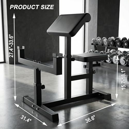 Black Adjustable Preacher Curl Bench – 2-in-1 Bicep & Triceps Strength Station | Seated Isolation Training for Barbell & Dumbbell | Compact Home Gym Equipment